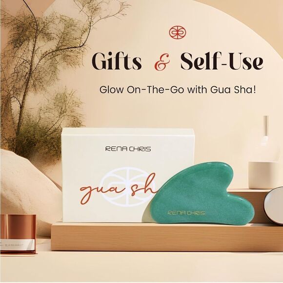 Rena Chris Gua Sha Facial Tools, Jade, Chinese, Massage for Jawline & Puffiness - Picture 6 of 8